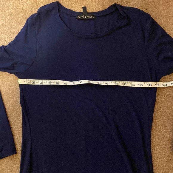 Very Soft Dark Blue Long Sleeve Shirt Dress - Picture 4 of 7